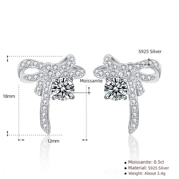 Certified 1ct. t.w. Diamond Bow Earrings 18k White Gold over Italian Silver - Picture 4 of 16